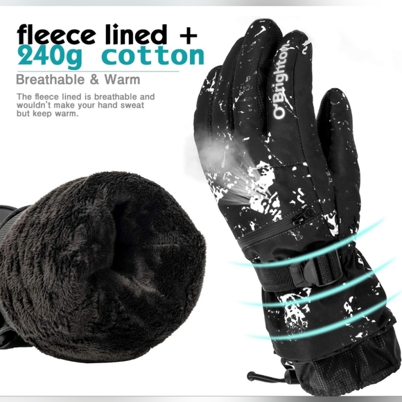 Ski Winter Unisex Adult Gloves With Zipper Pocket Waterproof Touchscreen - Picture 4 of 6